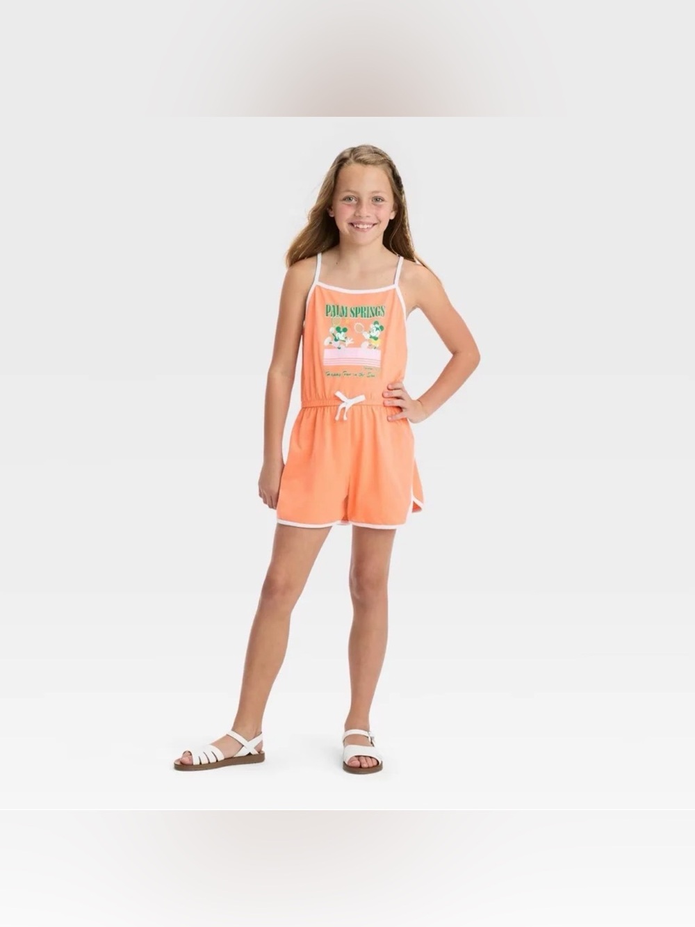 Girls Disney Mickey & Minnie Mouse Palm Springs Orange Romper One Piece Dress